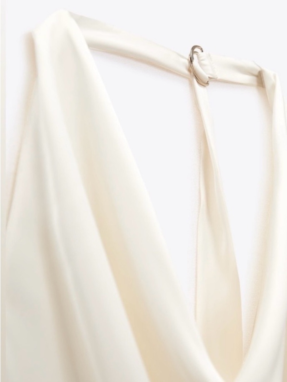 NWT Zara Satin Effect Halter Draped Jumpsuit Size M Cream - Picture 5 of 11